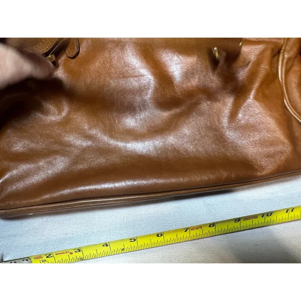 Harolds Style Vintage 1980s Leather Satchel Cognac Brown Top Handle Bag 14x9